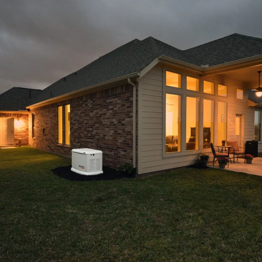 Generac standby generator next to home
